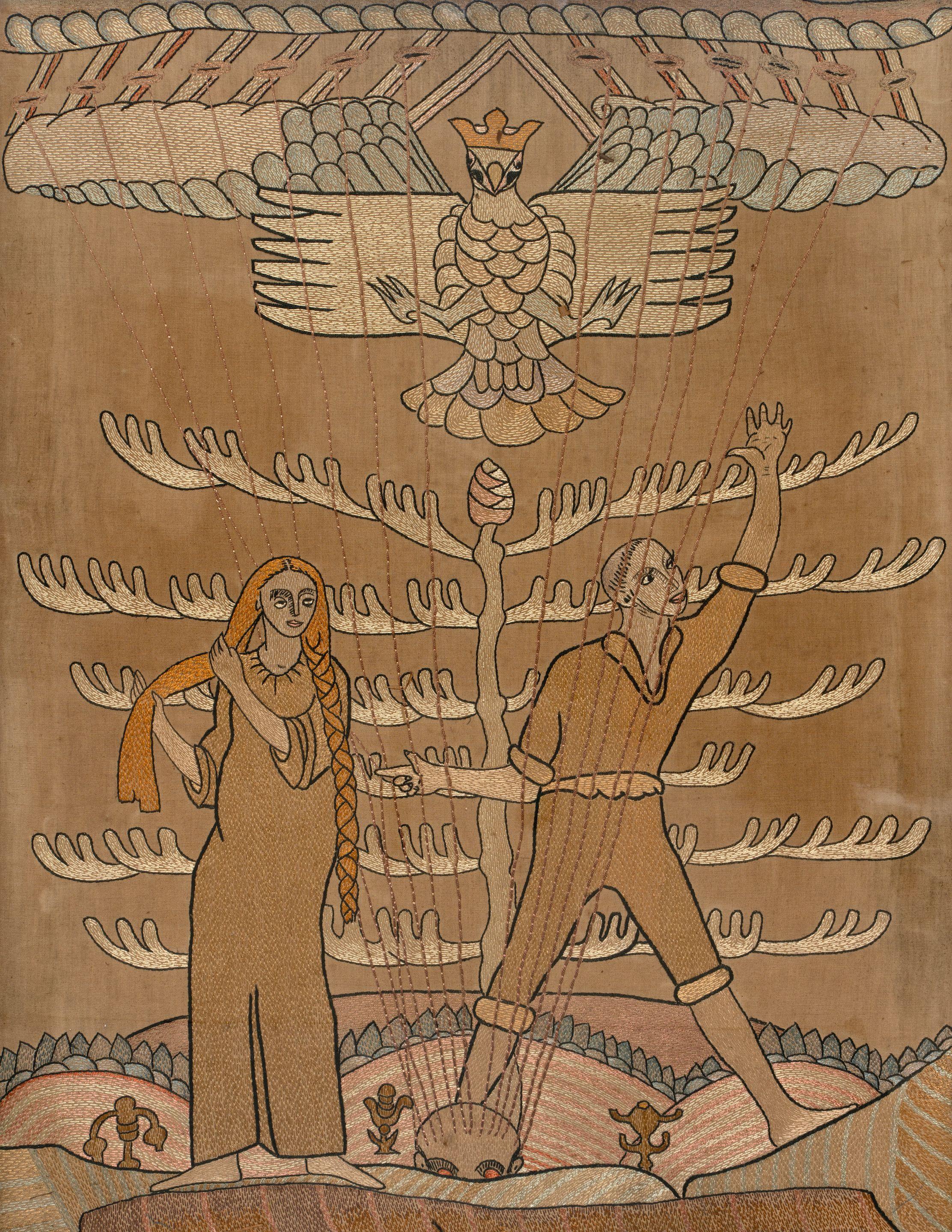 Lily Yeats - Fisa Playing His Harp, after a design by Boris Anrep 96 x 74 cm. (38 x 28 in.)