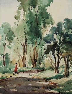 Lim Cheng Hoe - A Woman Strolling In The Woods