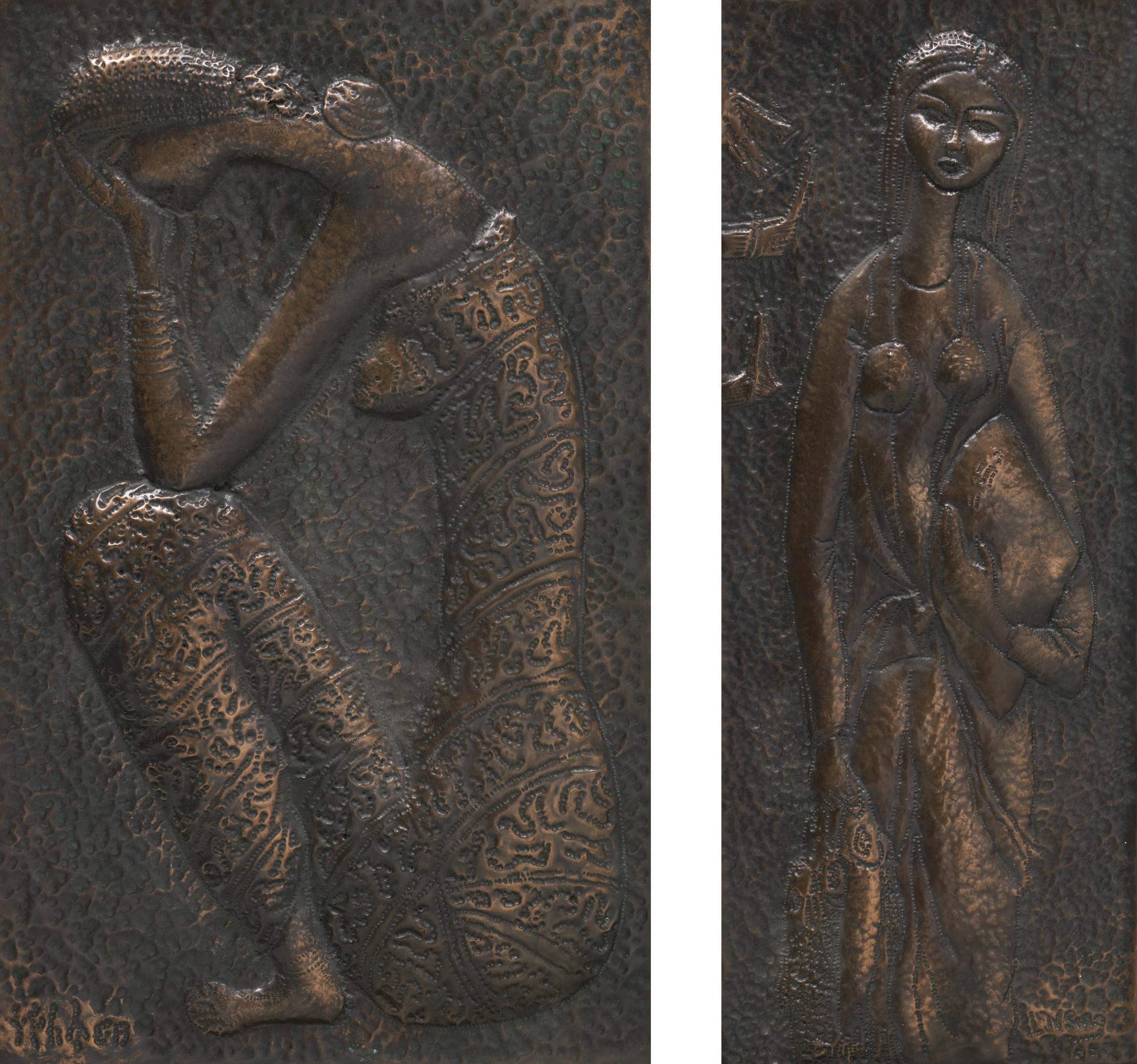 Lim Nang Seng - (I) Malay Woman Sitting, Head In Hand  (Ii) Malay Woman Sitting, Straw Hat Under Left Arm 