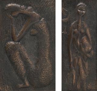 Lim Nang Seng - (I) Malay Woman Sitting, Head In Hand  (Ii) Malay Woman Sitting, Straw Hat Under Left Arm 