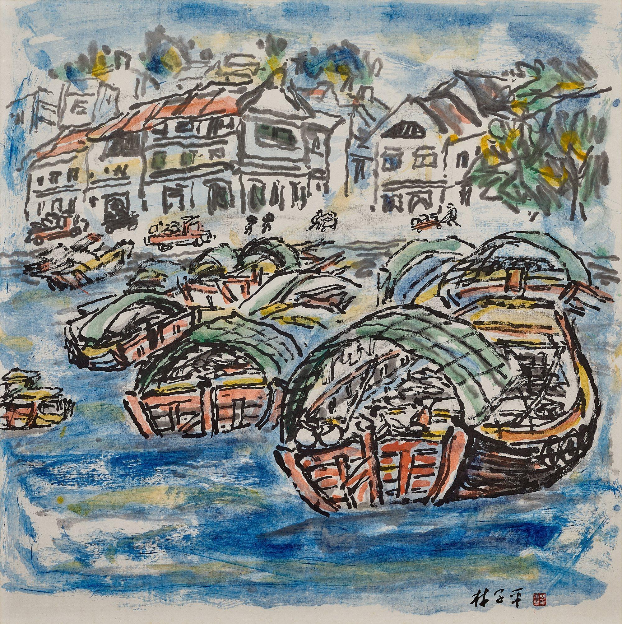 Lim Tze Peng - Singapore River Scene
