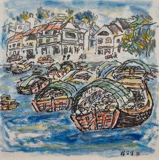 Lim Tze Peng - Singapore River Scene