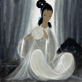 Lin Fengmian - A Lady with Fan(Painted in 1961)