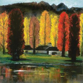 Lin Fengmian - Autumn Twilight in a Forest