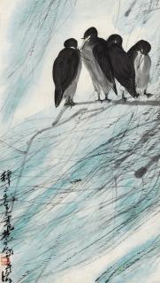 Lin Fengmian - Birds and Willow