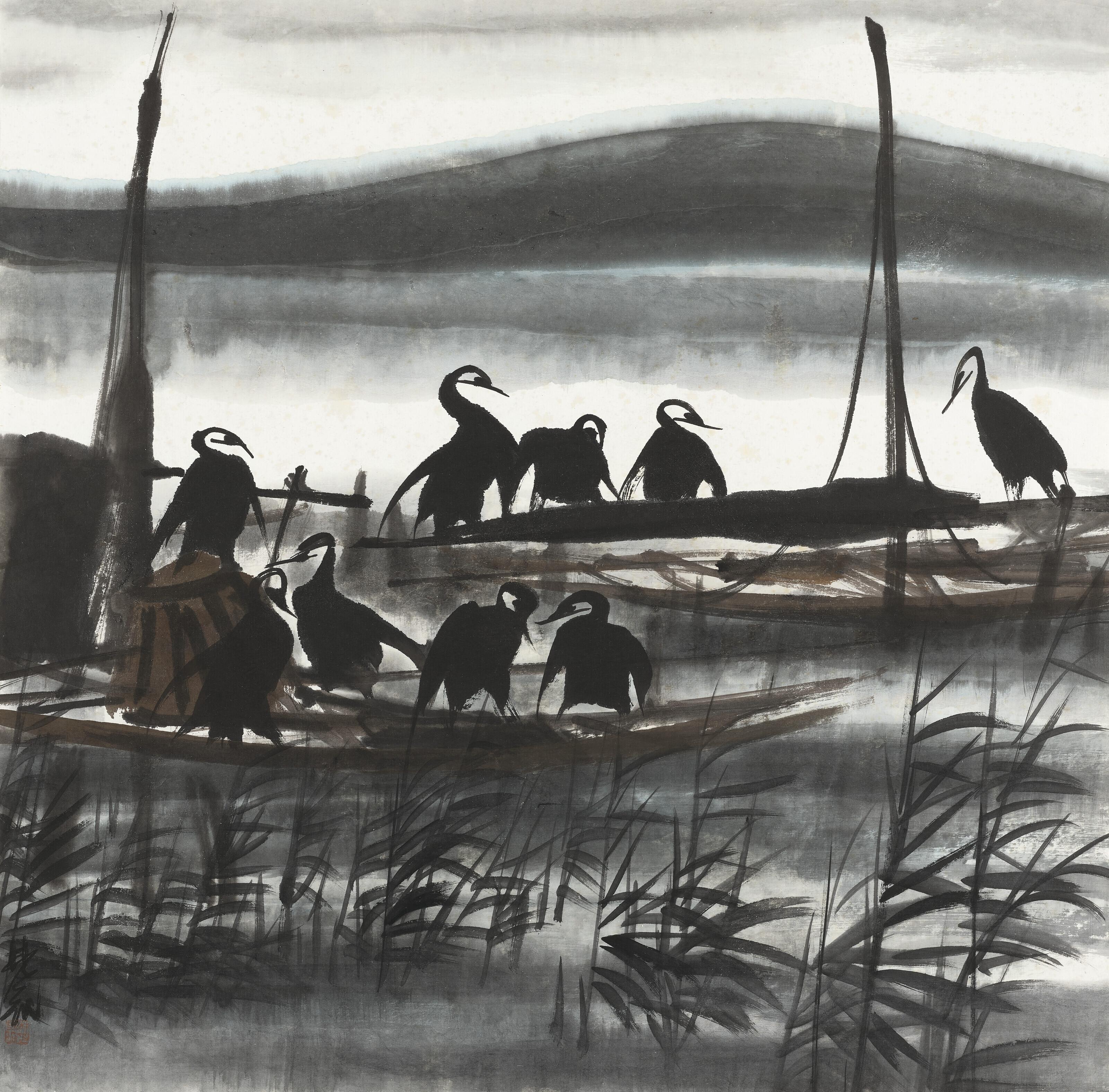 Lin Fengmian - Cormorants on the Fishing Junks