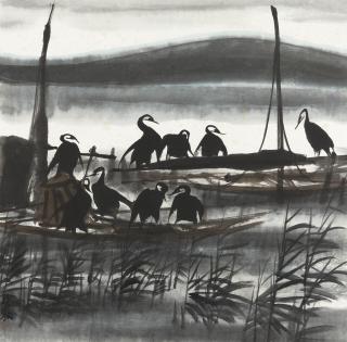 Lin Fengmian - Cormorants on the Fishing Junks