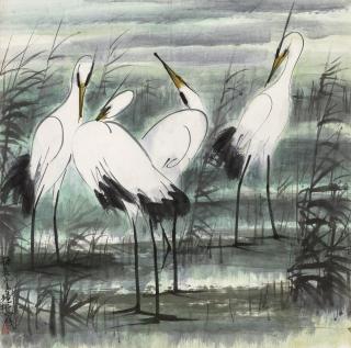 Lin Fengmian - Cranes