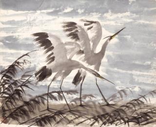 Lin Fengmian - Egrets Amongst Reed