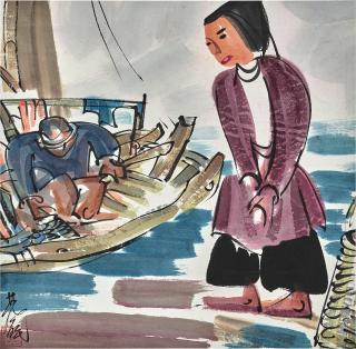 Lin Fengmian - Fishing by the Jialing River