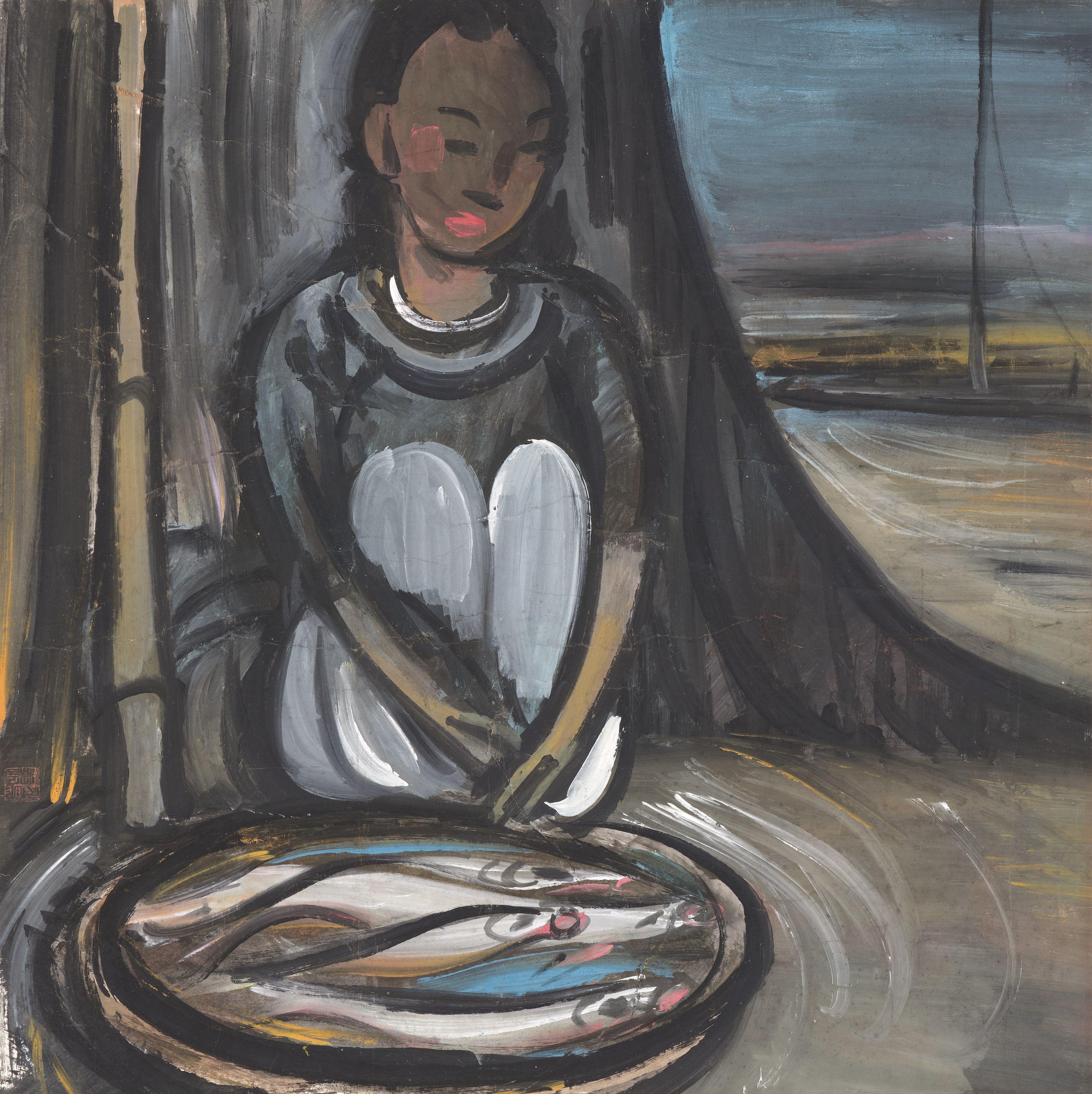 Lin Fengmian - Girl and Fish