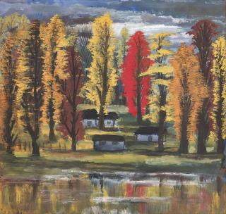 Lin Fengmian - House in the Autumn Forest