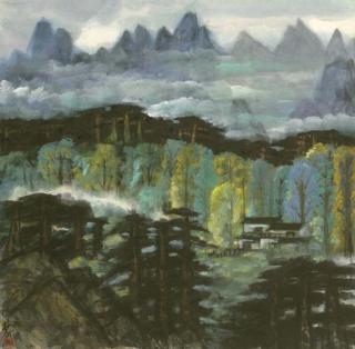 Lin Fengmian - Houses In The Forest