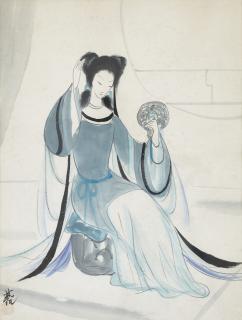 Lin Fengmian - Lady Holding Mirror