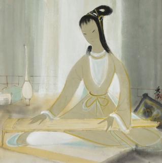 Lin Fengmian - Lady Playing Qin