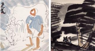 Lin Fengmian - Man And Horse, Peasants