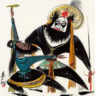 Lin Fengmian - Opera Figures(Painted Approximately In Late 1970S To Early 1980S)