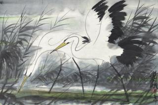 Lin Fengmian - Pair Of Egrets