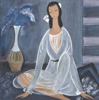 Lin Fengmian - Portrait De Femme Assise