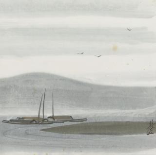 Lin Fengmian - Seascape With Boats And Birds