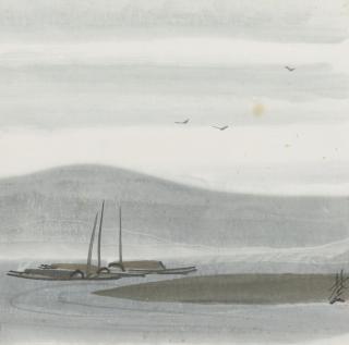 Lin Fengmian - Seascape With Boats And Birds
