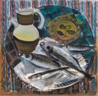 Lin Fengmian - Still Life With Fish (Painted In Late 1940S To 1950S)