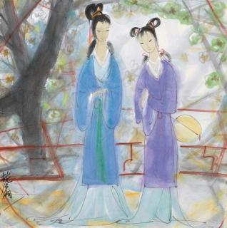 Lin Fengmian - Two Ladies In Garden