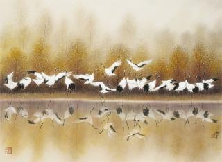 Lin Hukui - Autumn Cranes