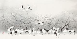 Lin Hukui - Cranes in Snow