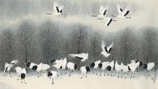 Lin Hukui - Cranes in Snow