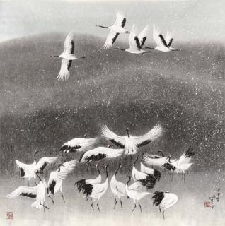Lin Hukui - Snow Cranes