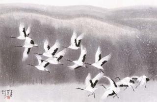 Lin Hukui - Snow Cranes