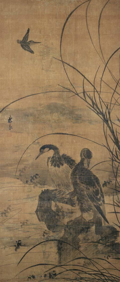 Lin Liang - Comorants By A Stream