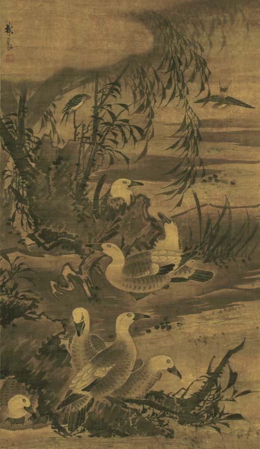 Lin Liang - Ducks In The Shade Of Willow Trees