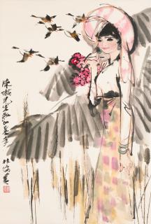 Lin Yong - A Girl With Flowers