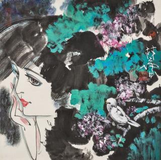 Lin Yong - A Girl with Flowers