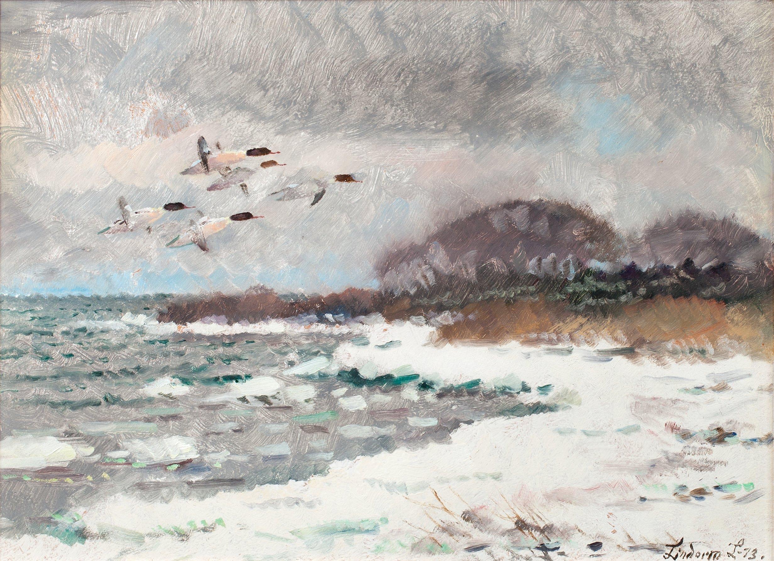 Lindorm Liljefors - Flying Mergansers.