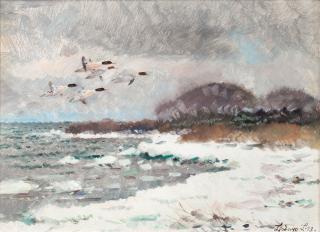 Lindorm Liljefors - Flying Mergansers.