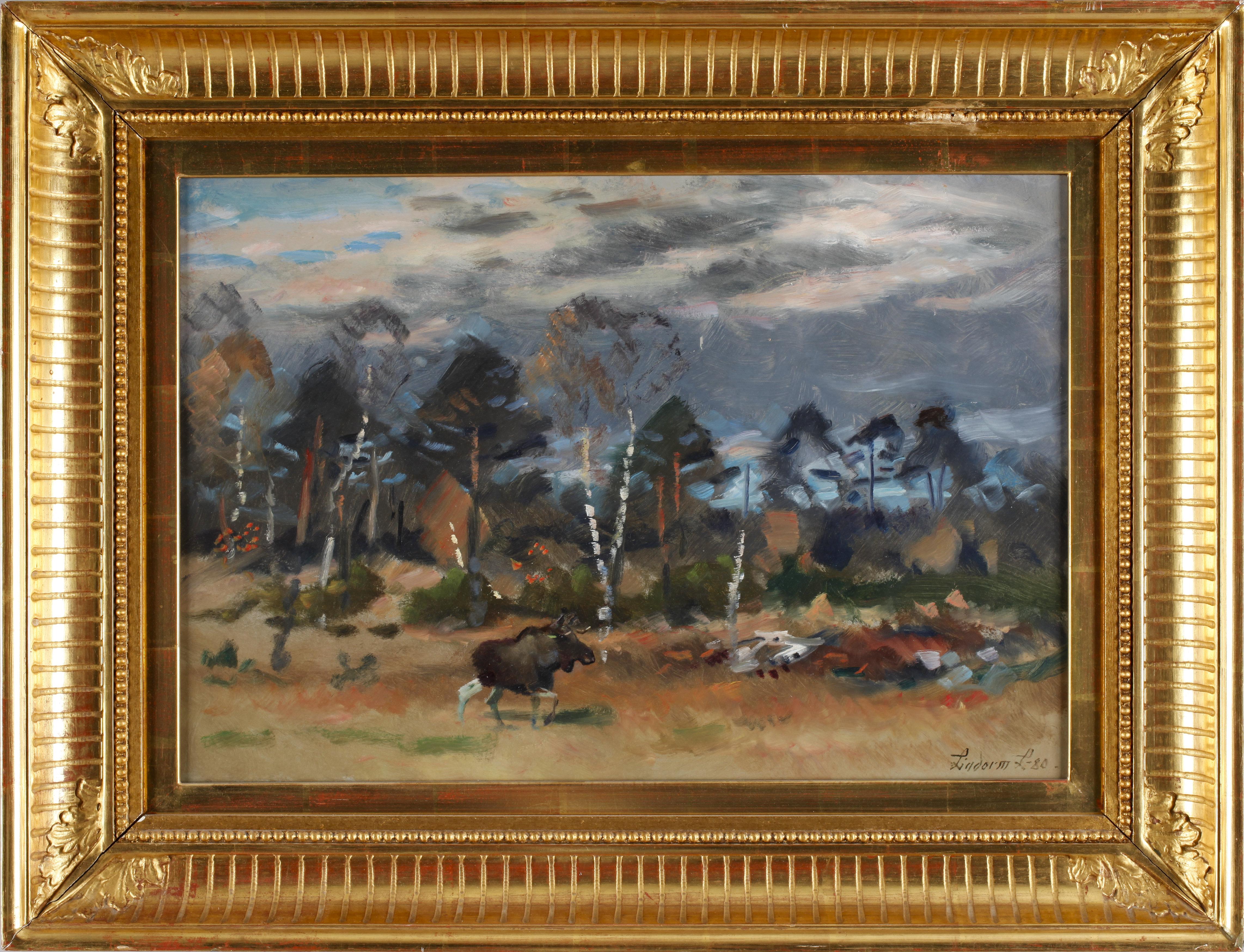 Lindorm Liljefors - Landskap med älg