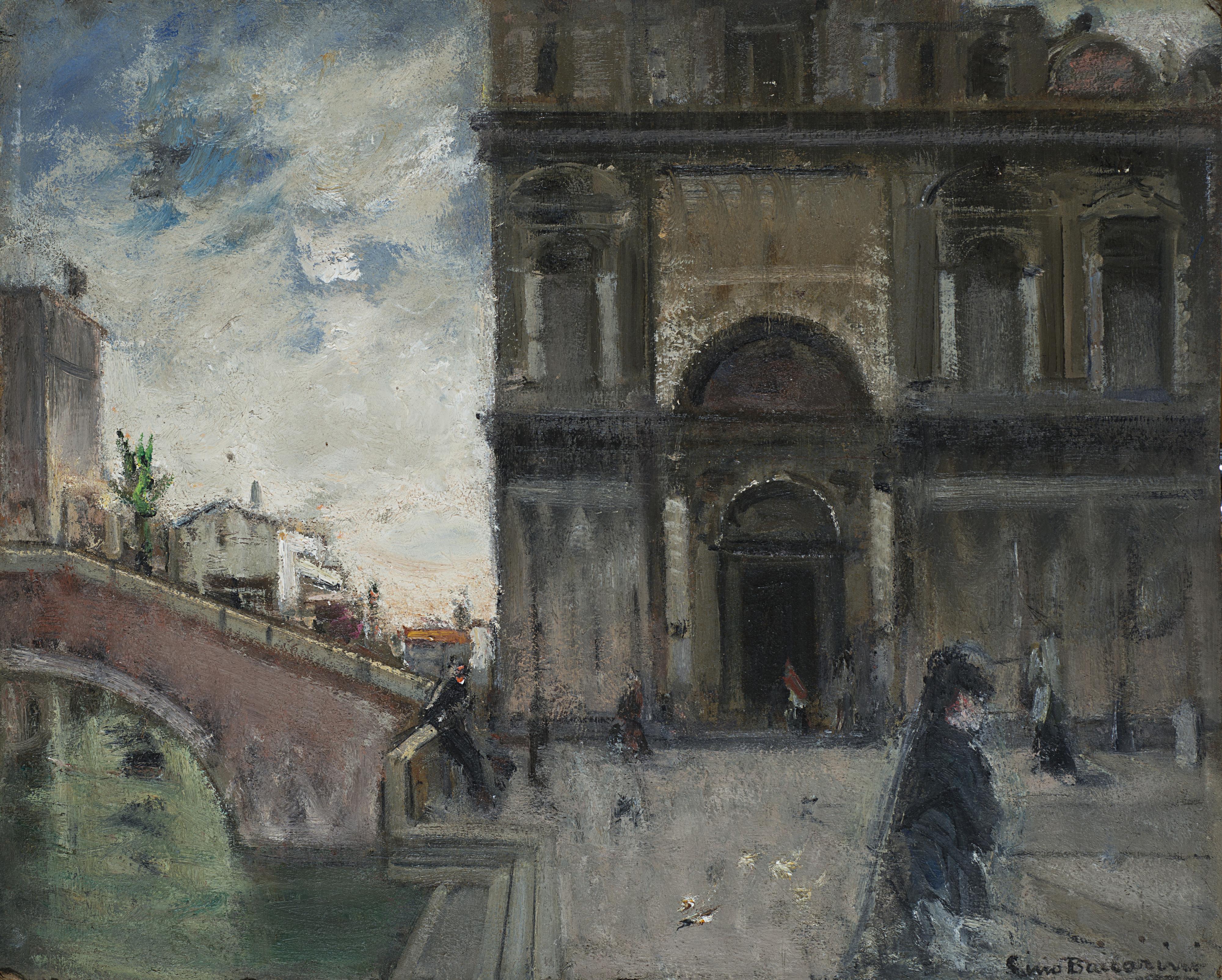 Lino Baccarini - Venezia. Scorcio con ponte sul canale