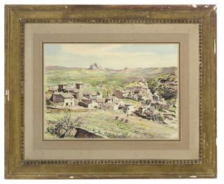 Lionel Arthur Lindsay - Tending the fields, a Spanish landscape