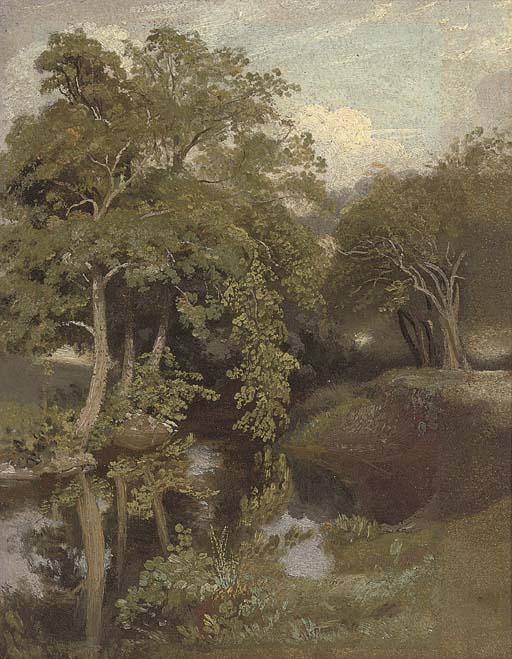 Lionel Bicknell Constable - A wooded river landscape
