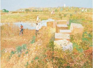 Lionel Bulmer - Figures on the beach, Suffolk
