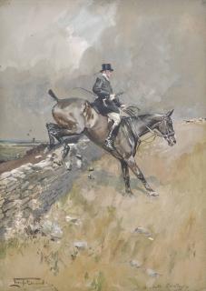 Lionel Dalhousie Robertson Edwards, R.I., R.C.A. - A wall country  \'O! Give me the man to whom naught comes amiss/One horse or another, that country or this.\'  R.E. Egerton Warburton Questium Meritis