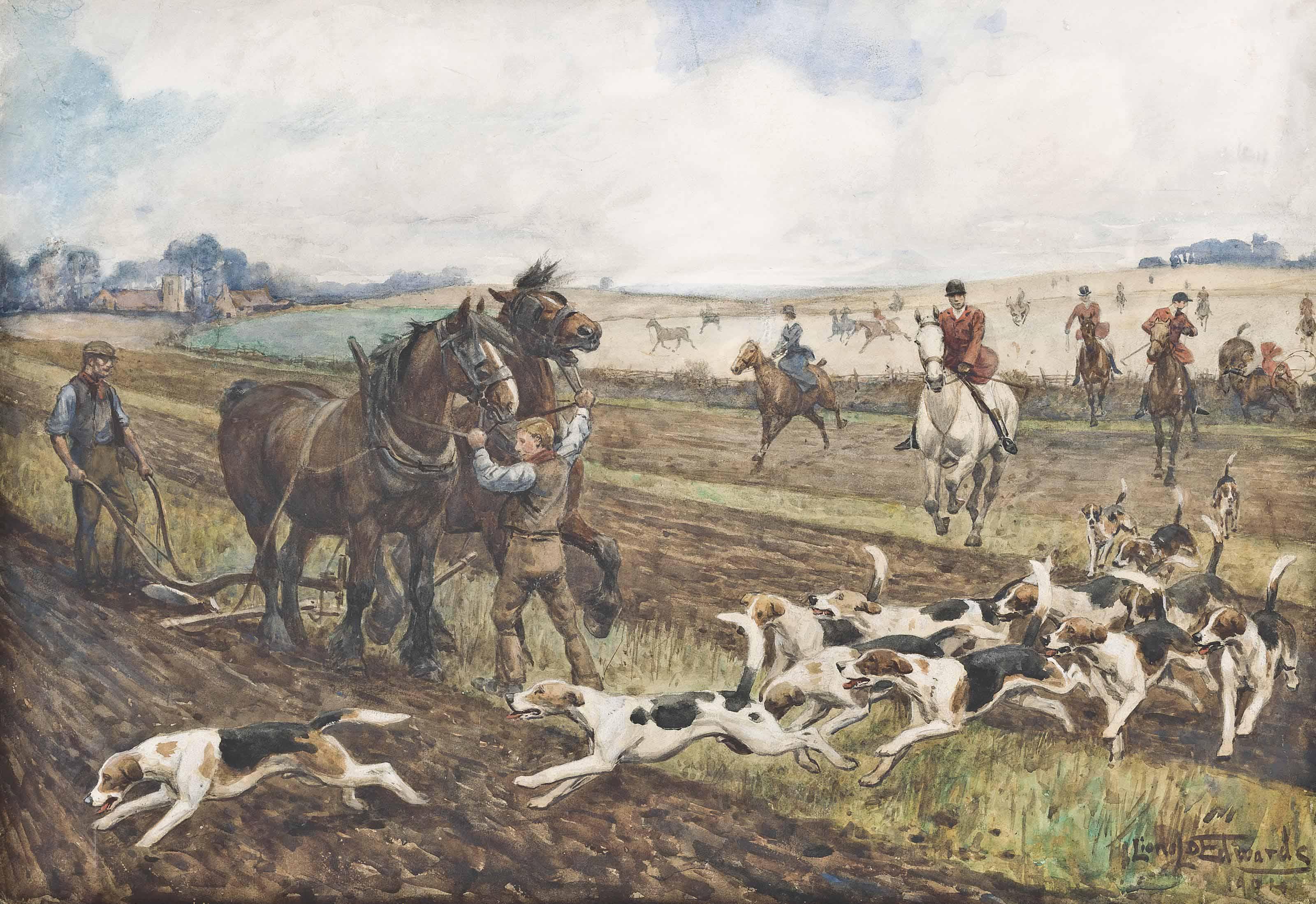 Lionel Dalhousie Robertson Edwards, R.I., R.C.A. - Across the fields!