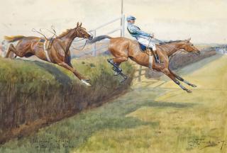 Lionel Dalhousie Robertson Edwards, R.I., R.C.A. - Eremon\'s National, the final turn