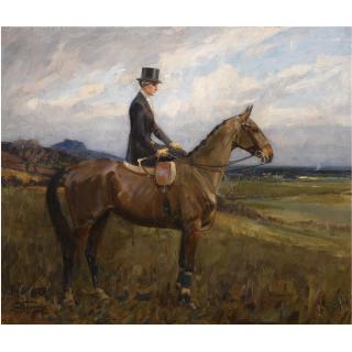 Lionel Dalhousie Robertson Edwards R.I., R.C.A. - Portrait Of Evelyn Rolt Née Roylance Court On Horseback