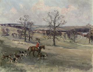 Lionel Dalhousie Robertson Edwards, R.I., R.C.A. - The Cottesmore Hunt, Launde Abbey