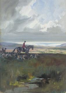 Lionel Dalhousie Robertson Edwards, R.I., R.C.A. - The Devon and Somerset Staghounds, Stoke Ridge