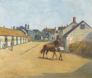 Lionel Dalhousie Robertson Edwards R.I., R.C.A. - The Stable Yard, Lambourn